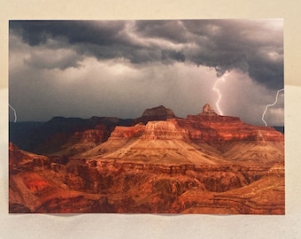 Tarjeta de felicitación en blanco 4x6 Relámpago en el templo de Zoroastro, Gran Cañón
