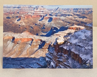 Tarjeta de felicitación en blanco 4x6 - Escena de invierno del borde sur del Gran Cañón