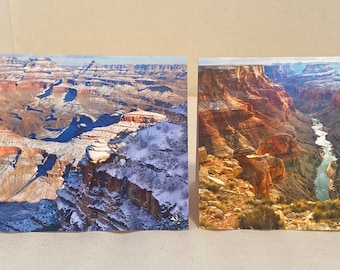 Conjunto de 2 tarjetas de felicitación en blanco - Invierno en el Gran Cañón