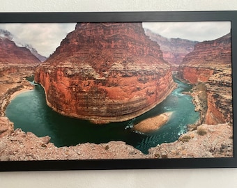 Impresión fotográfica de lienzo enmarcado de 22x36: Redwall Bend en South Canyon, Río Colorado en el Gran Cañón, Arizona