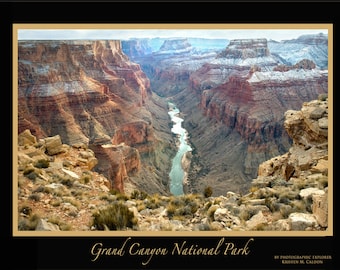 Póster de 18 x 24 con diseño de banco de luna azul y parque nacional del Gran Cañón