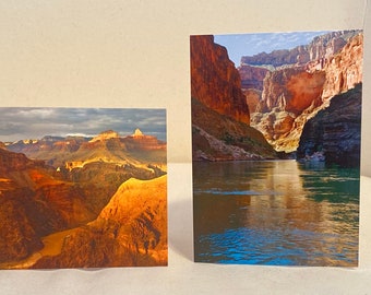 Conjunto de 2 tarjetas de felicitación en blanco - Río Colorado en el Gran Cañón