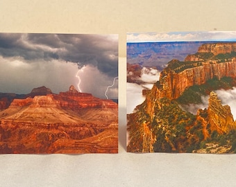 Conjunto de 2 tarjetas de felicitación en blanco 4x6 - Tormentas monzónicas en el Gran Cañón