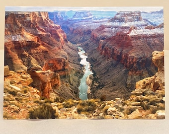 Tarjeta de felicitación fotográfica en blanco 4x6- Blue Moon Bench Grand Canyon