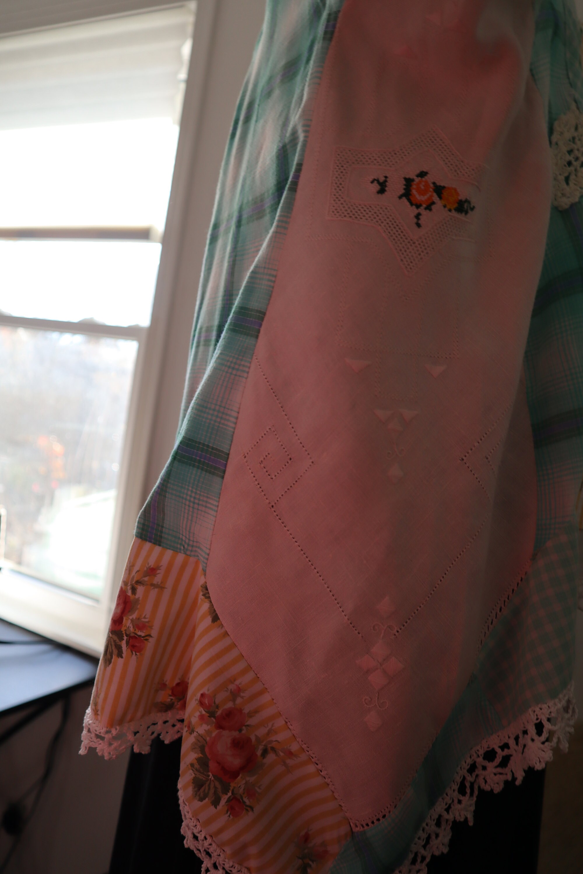 Vintage Art  Patchwork Hollow Design Cotton And Linen Shirt main image 1
