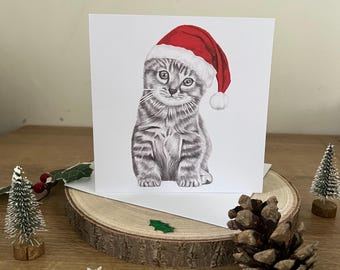 Kitten Christmas Card, Cat Christmas Card, Christmas Cat Lover Gift, Cute Kitten Card, Cat Lover Christmas Card, Festive Greetings Card