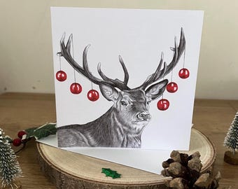Stag Christmas Card, Stag Lover Gift, Christmas Stag Card, Wildlife Christmas Card, Deer Christmas Card, Festive Nature Card