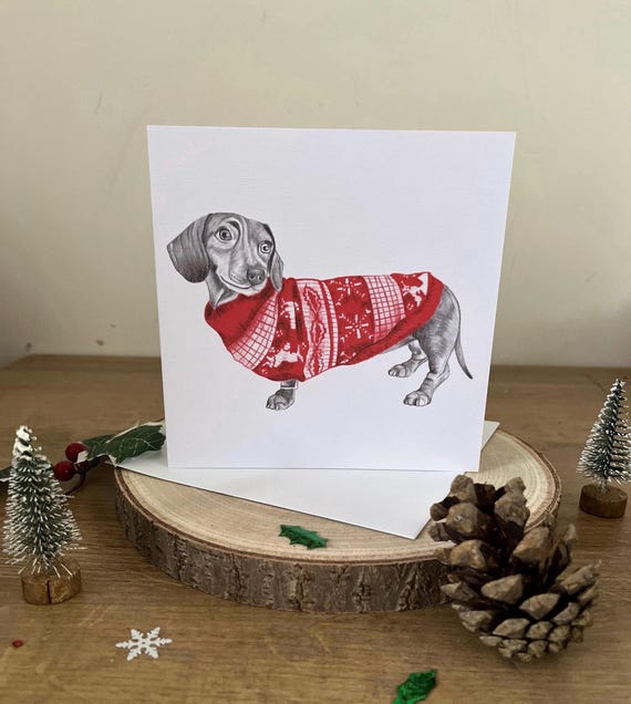 Dachshund Christmas Card, Sausage Dog Christmas Card, Dog Lover Christmas Card, Festive Dachshund Card, Christmas Greetings Card