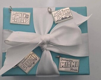 Tiffany & Co. Postcards Charms - Authentic - NEW W/ Box, Bow and