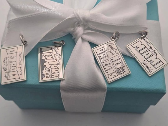 Tiffany & Co. Postcards Charms - Authentic - NEW W/ Box, Bow and