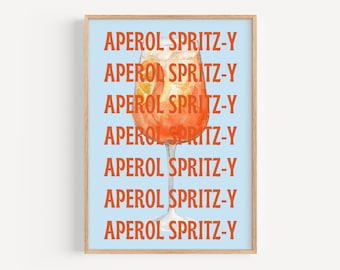 Aperol Spritz Poster | Burnt Orange Digital Art Download | Home Decor | Kitchen Accent | Mixology | Classic Cocktail | Gift | Maximalist Art