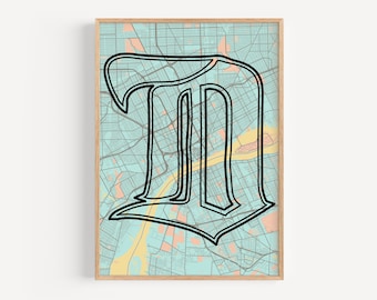 Affiche de Détroit | Lot de 3 | Téléchargement d'art numérique | Art mural | Cadeau | Aperçu de la ville | Décoration d'appartement | Michigan | Décoration d'intérieur | Lions de Détroit