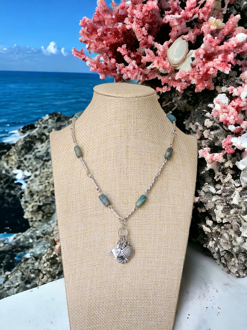 Sea Shell Charm Necklace Etsy