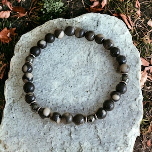Men&#39;s Orthoceras Fossil Gemstone Bracelet