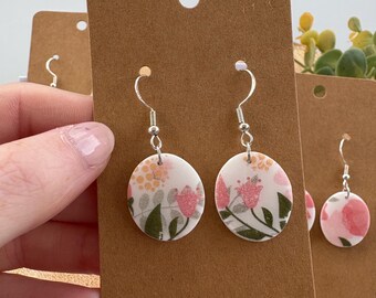 Floral transfer earrings | Polymer clay | Handmade