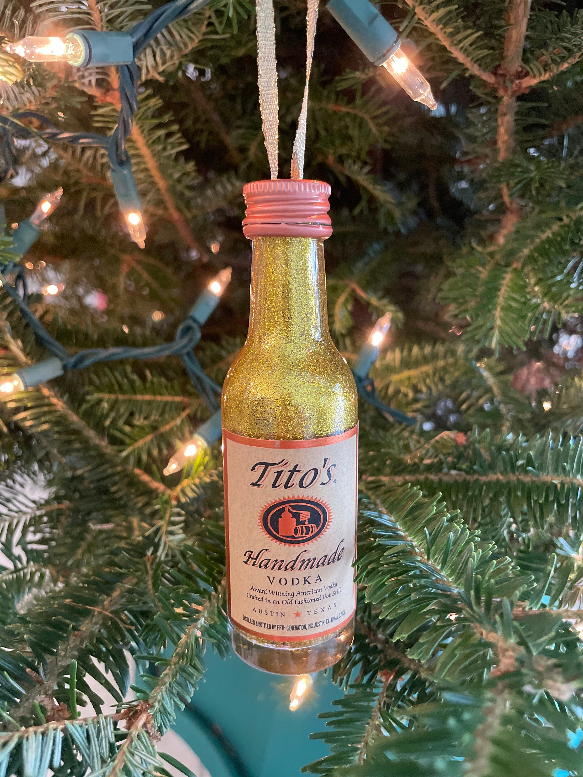Tito's Glitter Christmas Ornament