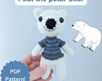 Polar Bear Crochet Pattern, Amigurumi Desk Buddy (PDF Pattern)