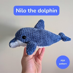 Amigurumi Dolphin Crochet Pattern PDF – Cute Dolphin Plush Tutorial – Beginner Friendly Sea Animal Toy Pattern – Ocean Nursery Decor