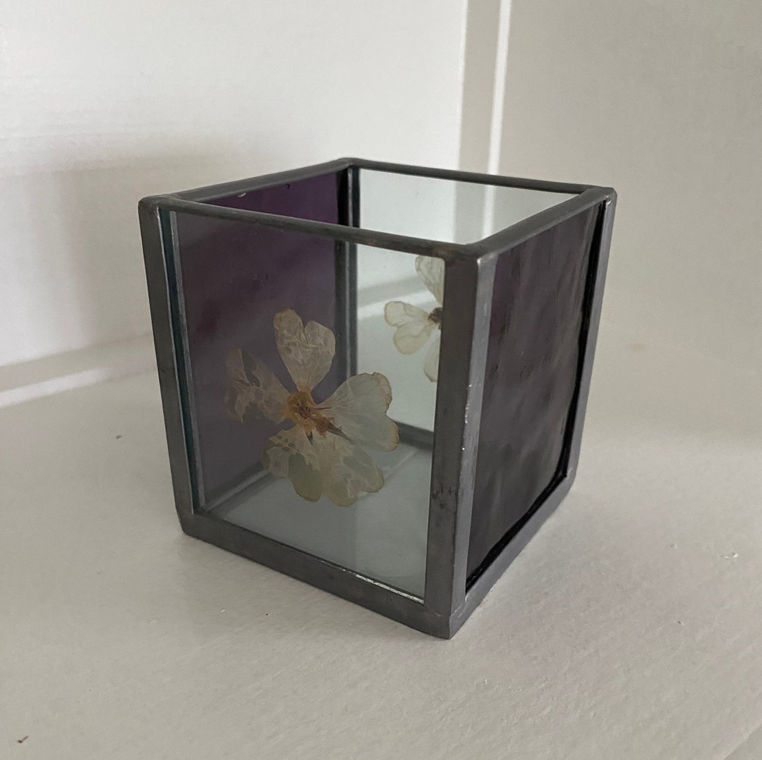 Vintage 90s Pressed Flower Candle Holder Etsy