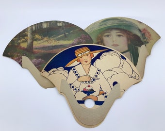 Vintage Antique Lot of 3 Brotherhood of American Yeomen Advertising Paper Hand Fans