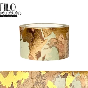Washitape Vintage Worldmap gold Planen Scrapbook Bullet Journal Planning