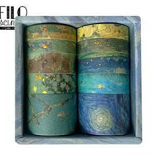 Washitape Box Van Gogh Gold Planer Scrapbook BuJo Budget Planning Journaling Sticker