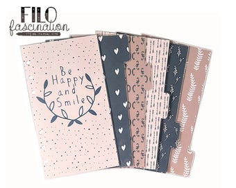 Register | Dividers Smile Filofax Ring Binder Planner BuJo A5 Personal Pocket