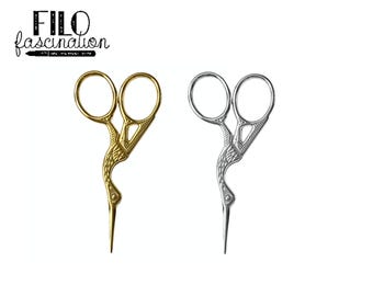 Stainless steel craft scissors, crane design, gold | silver