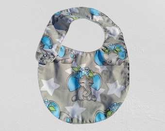 Adjustable Baby Bib – Cotton & Waterproof Terry, 0–12 Months, Double Snap Closure
