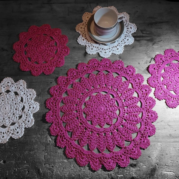 Crochet napkin american servis doily set crochet serving napkins coaster set table mats vintage design napkin holder table design