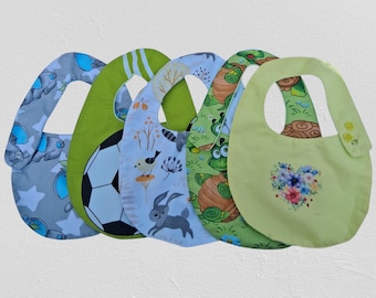 Adjustable Baby Bib – Cotton & Waterproof Terry, 0–12 Months, Double Snap Closure