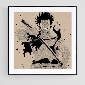 164. Yami Sukehiro - Black Clover Original manga print poster hand illustrated Inspired fan art. Parody