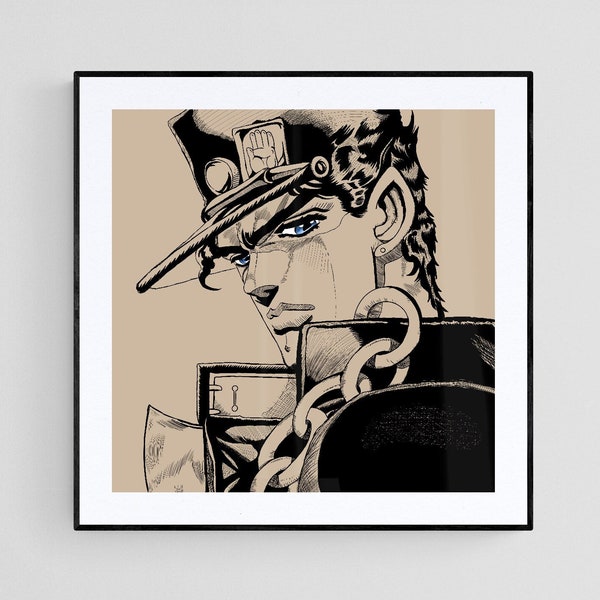 8. Jotaro JoJo Bizarre Adventure Original manga print poster hand illustrated Inspired fan art. Parody