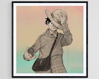 28. Monkey D Luffy One Piece original Design Print poster hand illustrated Inspired fan art. Parody