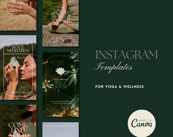 Yoga & Wellness Instagram Templates: Canva Design (Digital Download)