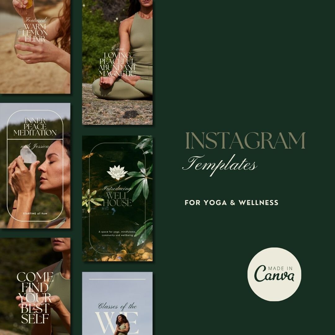 Yoga & Wellness Instagram Templates Canva Templates Wellness Design ...