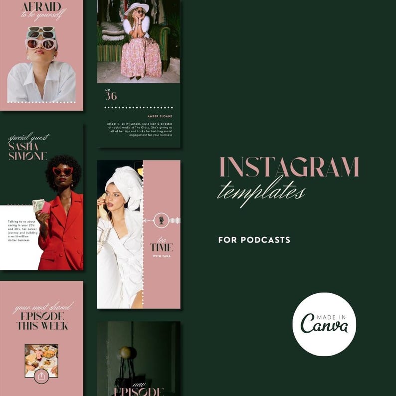 Podcast Instagram Templates | Canva Templates | Podcast Design | Instagram Stories