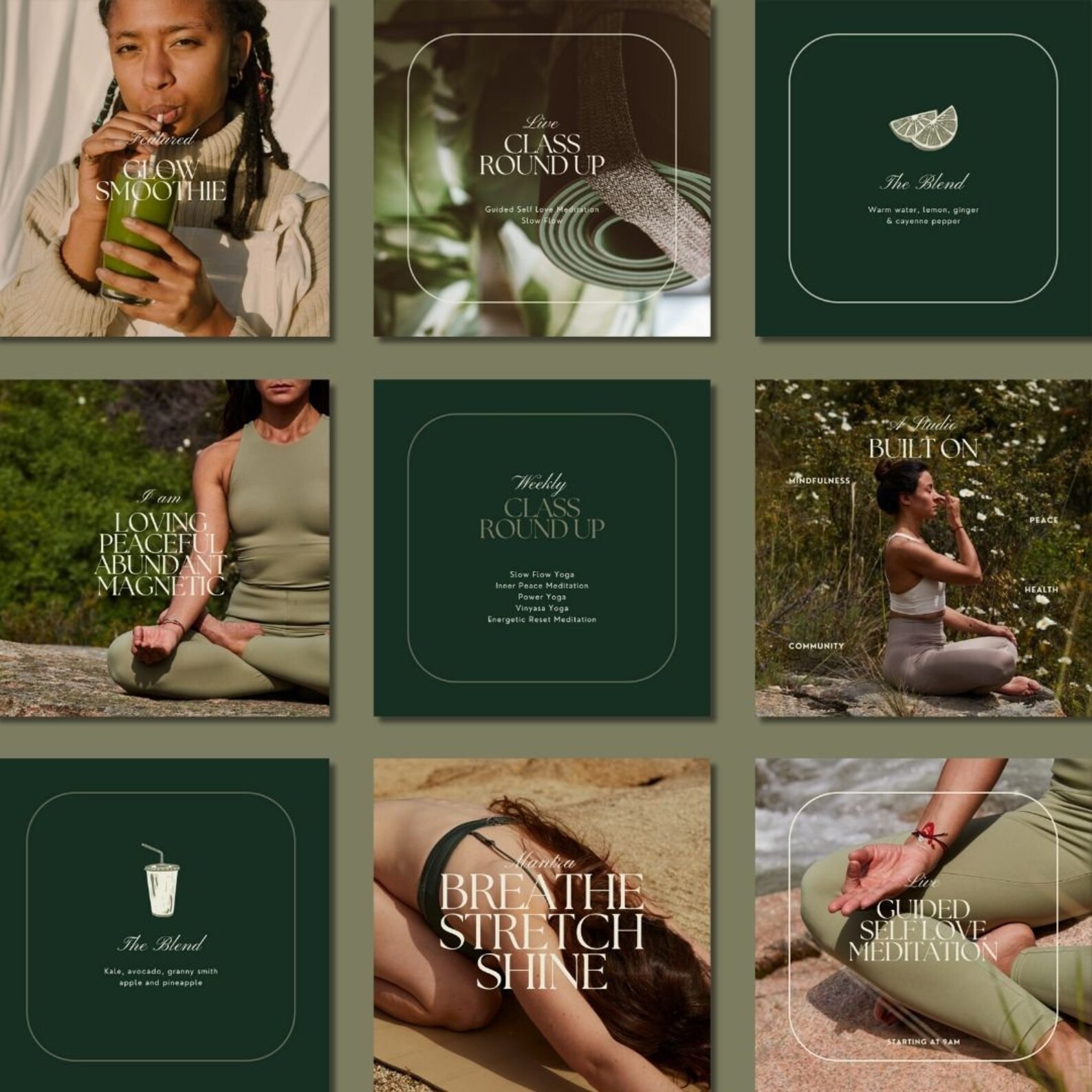 Yoga & Wellness Instagram Templates Canva Templates Wellness Design ...