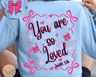John 3:16 PNG | Christian Bible Verse, Pink Bow (Digital Download)