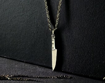 Collar de cuchillo de chef hecho a mano - Joyería culinaria para amantes de la comida