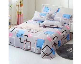 3-teiliges Baumwoll-Bettlaken-Set, bequeme Spannbettlaken, lässige, atmungsaktive Kissenbezüge, gemütliches Bettbezug-Set mit Blumenmuster