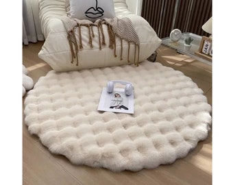 Nordic Style Round Carpet, Living Room Floor Rug, Fluffy Non Slip Rug, Bedside Area Rug, Cozy Home Decor Carpet, Kids Playing Shaggy Rug