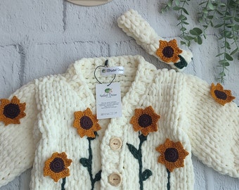 Hand-Knit Sports Pattern Toddler Cardigan, Colorful Figured Kids Jacket, Unisex Baby Shower Gift