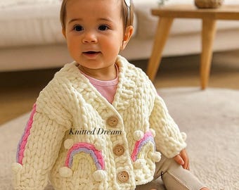Hand-Knitted Kids Cardigan – Personalized Baby Jacket – Unisex Toddler Outerwear