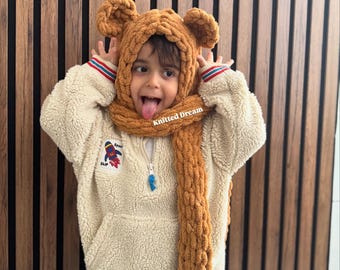 Balaclava hat scarf hand knitted