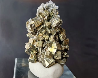 Rare Mineral Combination Cubic pyrites with Quartz crystals