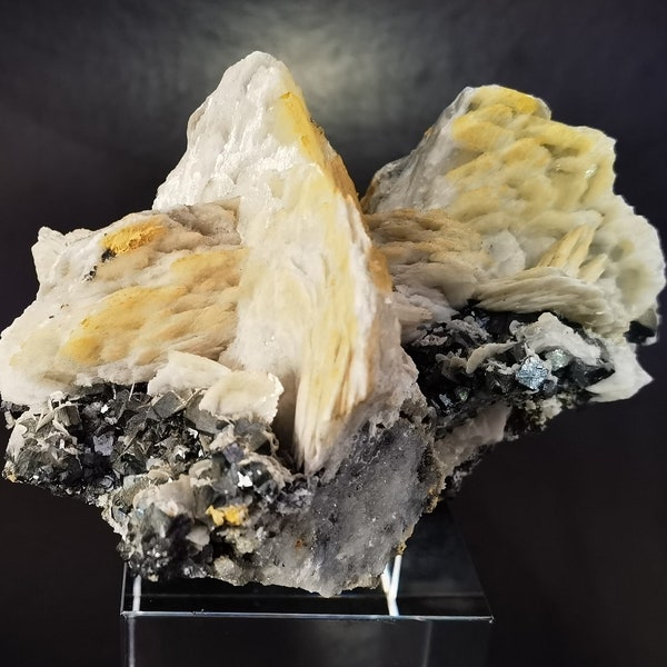 Baryte rose with galena and pyrite, Minerals from Turkiye