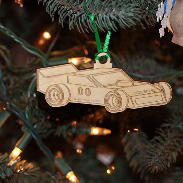 Custom Christmas Ornament, Laser Cut, Personalized, SK Modified, Race Car