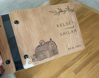 Libro de invitados de boda personalizado, libro de invitados de madera