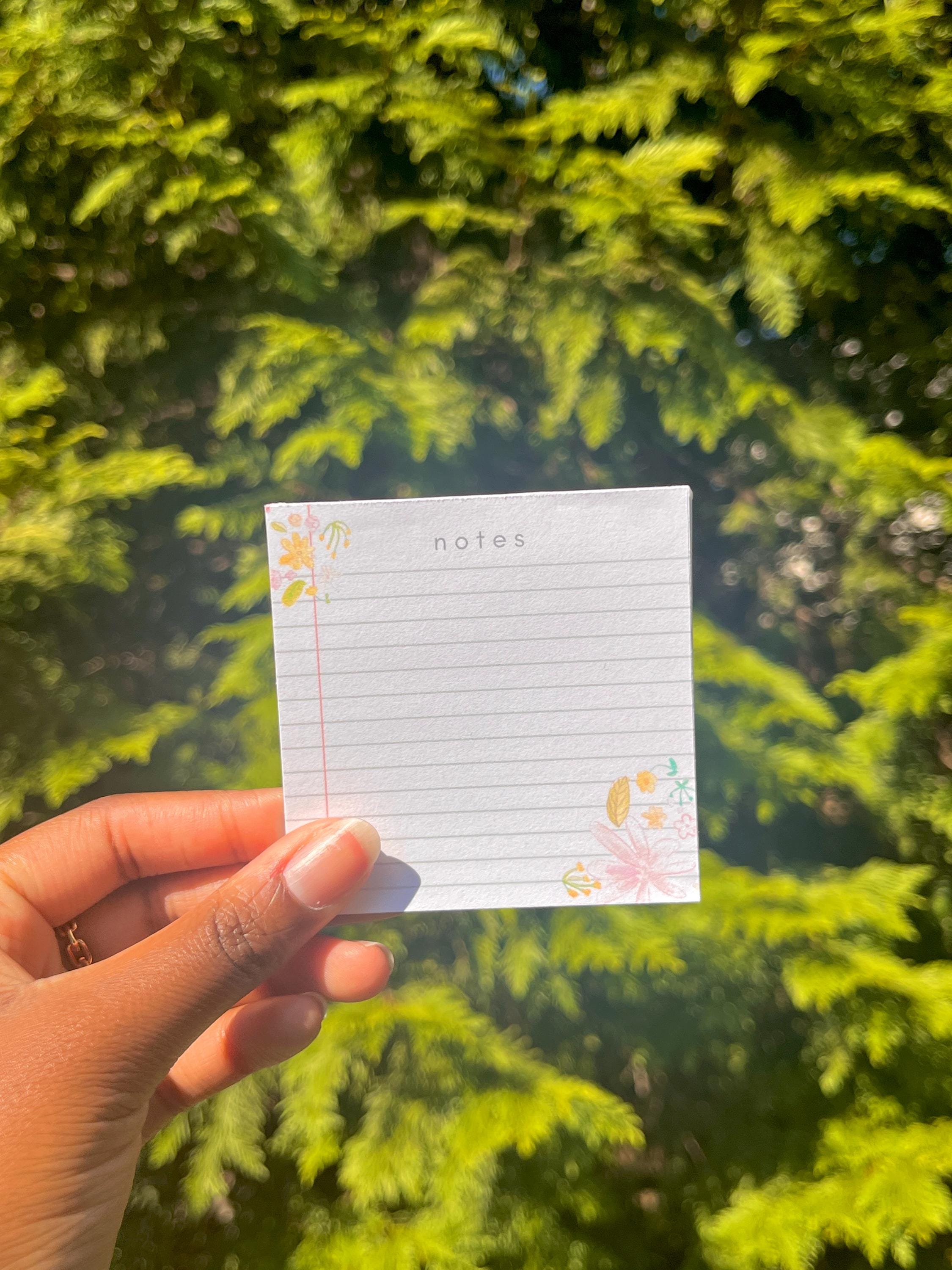 Handmade Floral Lined ‘notes’ Notepad | Sticky Note Pad | Minimal ...
